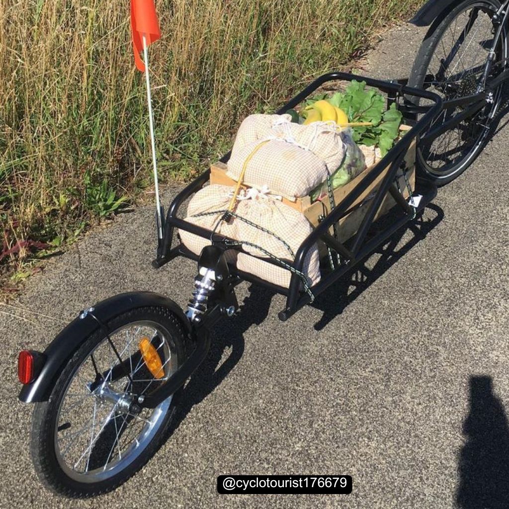 Remorque vélo mono roue avec amortisseur